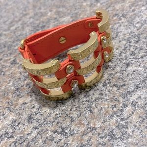 Henri Bendel Rose hold leather rivet logo bracelet